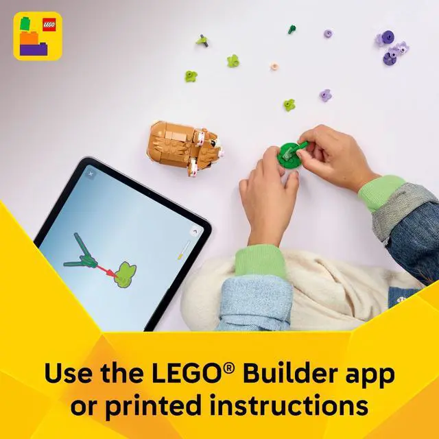 Alt view image 6 of 6 - LEGO Creator 3 in 1 Cute Hamster with a Flower Building Toy for Girls & Boys, Ages 7+ - Kids Build a Hamster, Hedgehog or Eagle Animal Figure - Gift Idea for Birthdays - 31376