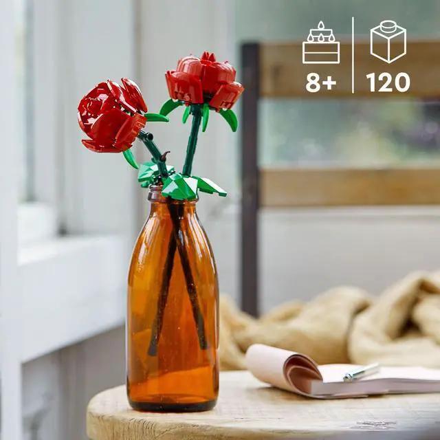 Alt view image 2 of 6 - LEGO Roses - Building Toy for Kids, Girls & Boys, Ages 8+ - Artificial, Fake Roses for Home Decor & Display - Gift Idea for Plant & Flower Lovers - 40460
