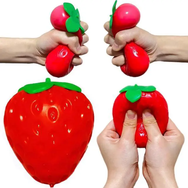 Alt view image 4 of 7 - Strawberry Squishy, Strawberry Squishy Sensory Fidget Giant Jumbo Big Slow Rising Stress Ball Squeeze Toy Fruit Realistic for Relief, Adults Kids Gifts Party Favor (1pcs)