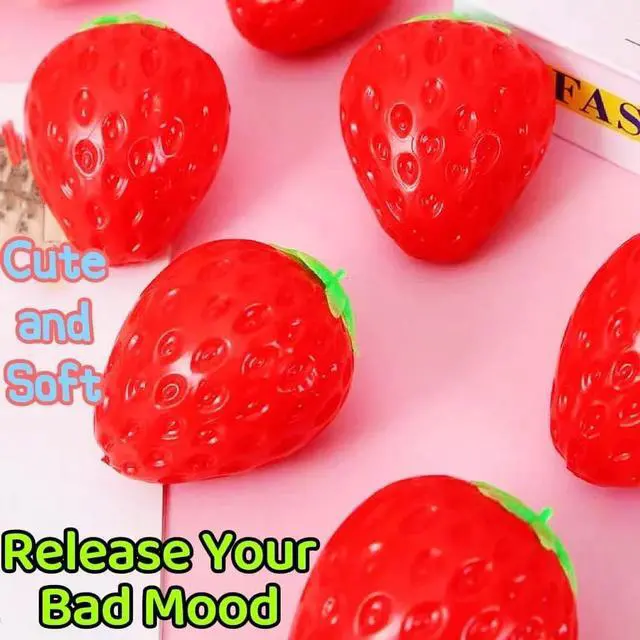 Alt view image 7 of 7 - Strawberry Squishy, Strawberry Squishy Sensory Fidget Giant Jumbo Big Slow Rising Stress Ball Squeeze Toy Fruit Realistic for Relief, Adults Kids Gifts Party Favor (1pcs)