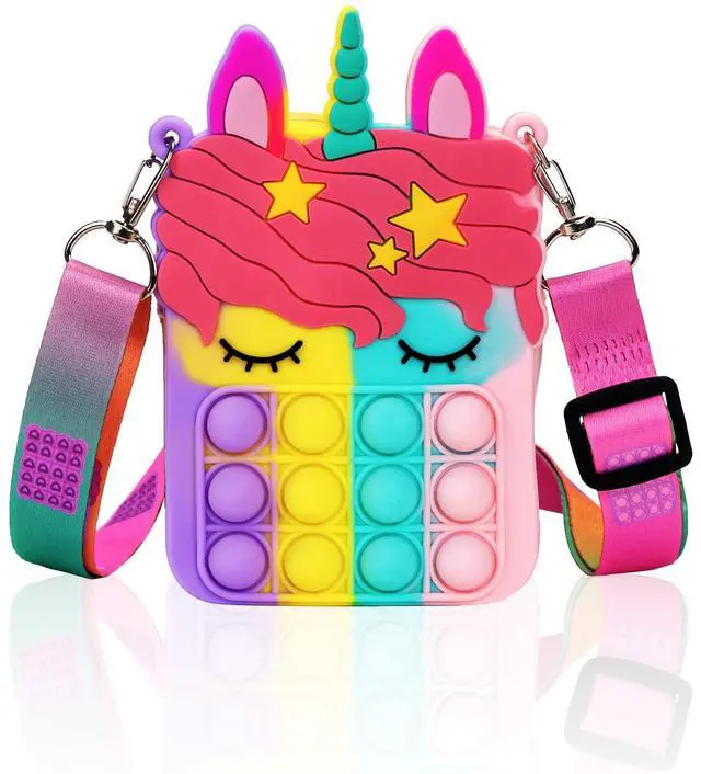 Main image of Civan Small Pop Purse,Unicorn Pop Purse for Girl Boy and Women Pop Bag with Unicorn Pop Toy,Shoulder Bag Fidget Toys Pop Fidget Backpack Toy for ADHD Anxiety School Backpack Silicone Bag Pop for Girls
