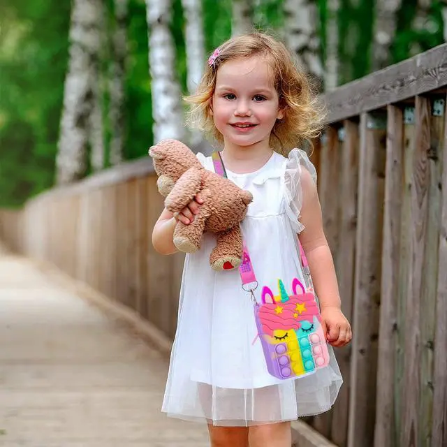 Alt view image 2 of 7 - Civan Small Pop Purse,Unicorn Pop Purse for Girl Boy and Women Pop Bag with Unicorn Pop Toy,Shoulder Bag Fidget Toys Pop Fidget Backpack Toy for ADHD Anxiety School Backpack Silicone Bag Pop for Girls
