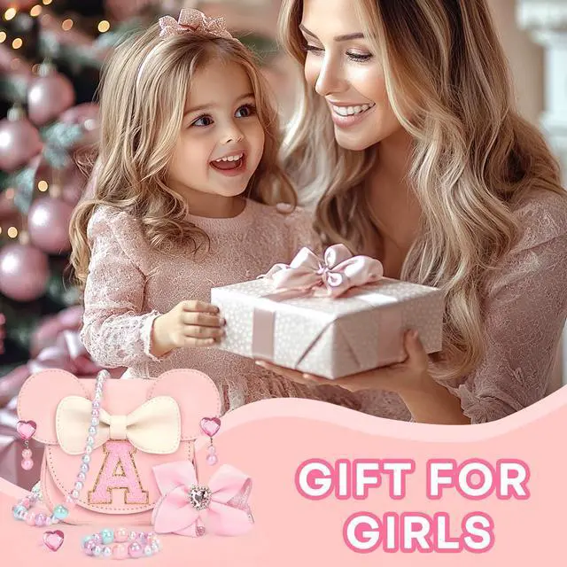 Alt view image 3 of 7 - mibasies Toddler Purse Gifts for Girls, Toys Purse Set, Pink A | Personalized Letter Patch, Adjustable Strap, Wear-resistant, Fits Snacks & Sunglasses, Gift for Girls 3-8