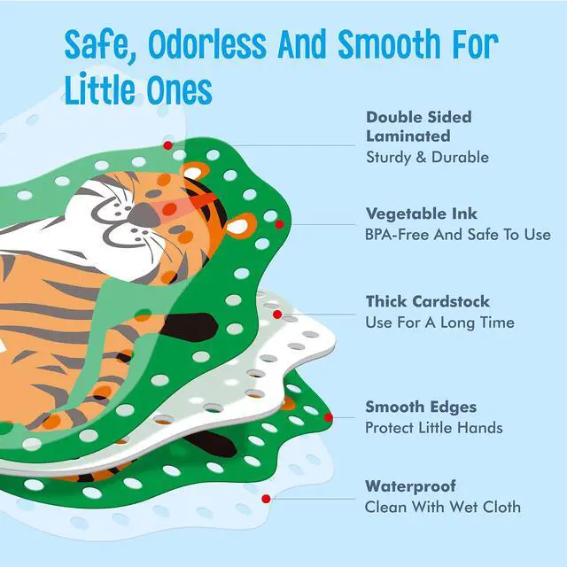 Alt view image 3 of 7 - SpriteGru 9 Pieces Kids Lacing Cards, Double Sided Sewing Cards in 9 Wild Animals with 9 Colorful Laces, Imagination Development Lacing Toys Games for Children Educational and Learning Activity