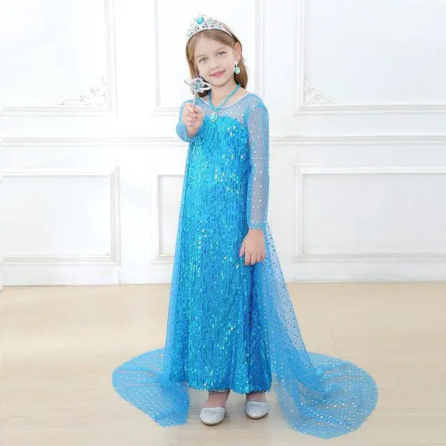 Alt view image 4 of 7 - AHLPO 4Pcs Princess Dress Up Accessories, Elsa Dress Up Party Accessories Set for Princess Costume Elsa Tiara Crown Wand Gloves Earring, Gift for Kids Girls Christmas Party Halloween Cosplay