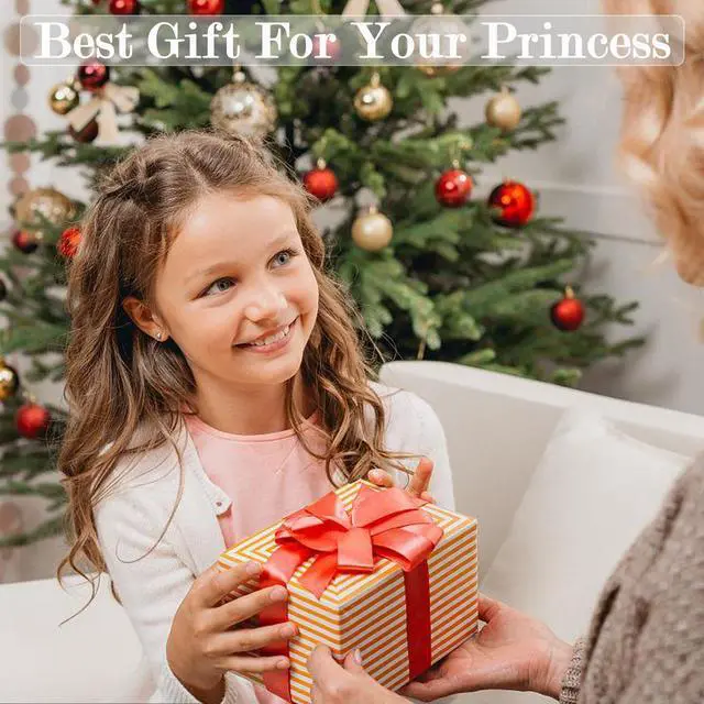 Alt view image 6 of 7 - AHLPO 4Pcs Princess Dress Up Accessories, Elsa Dress Up Party Accessories Set for Princess Costume Elsa Tiara Crown Wand Gloves Earring, Gift for Kids Girls Christmas Party Halloween Cosplay