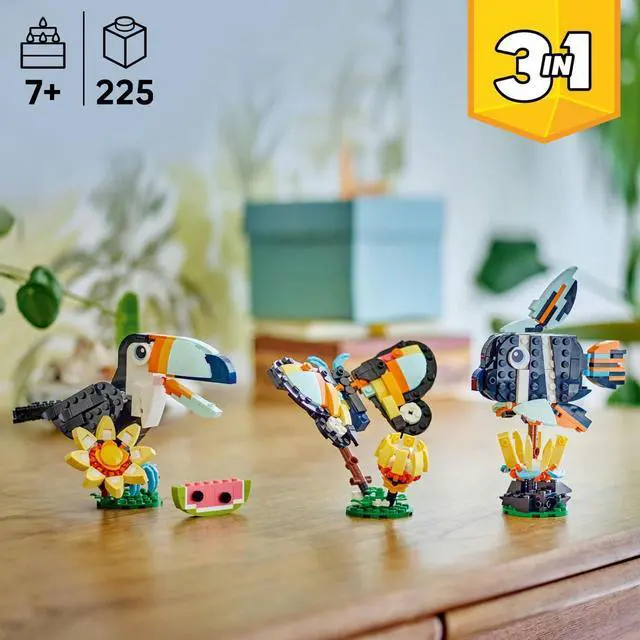 Alt view image 2 of 7 - LEGO Creator 3 in 1 Wild Animals: Tropical Toucan Building Toy for Kids- Jungle Building Blocks & Learning Toy for Girls & Boys, Ages 7+ - Build 3 Animal Toys in 1 Set - Gift for Birthdays - 31173