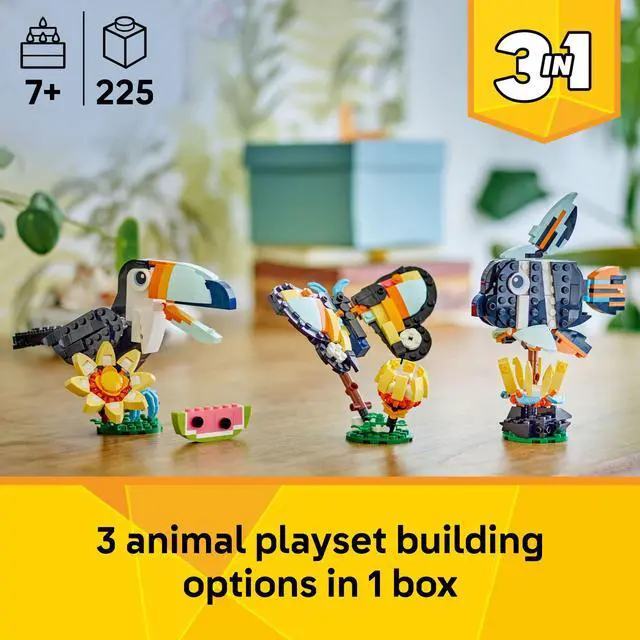 Alt view image 3 of 7 - LEGO Creator 3 in 1 Wild Animals: Tropical Toucan Building Toy for Kids- Jungle Building Blocks & Learning Toy for Girls & Boys, Ages 7+ - Build 3 Animal Toys in 1 Set - Gift for Birthdays - 31173
