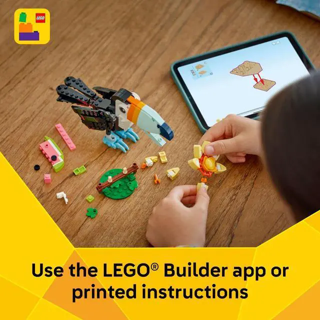 Alt view image 7 of 7 - LEGO Creator 3 in 1 Wild Animals: Tropical Toucan Building Toy for Kids- Jungle Building Blocks & Learning Toy for Girls & Boys, Ages 7+ - Build 3 Animal Toys in 1 Set - Gift for Birthdays - 31173