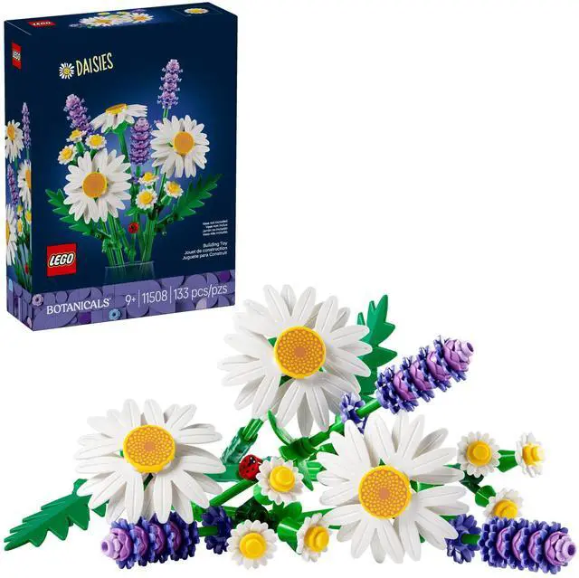 Main image of LEGO Botanicals Daisies Building Toy - Artificial Flowers Crafting Kit for Girls & Boys, Ages 9+ - Kids Room Decor for Book Shelf or Desk - Gift Idea for Birthdays - 11508