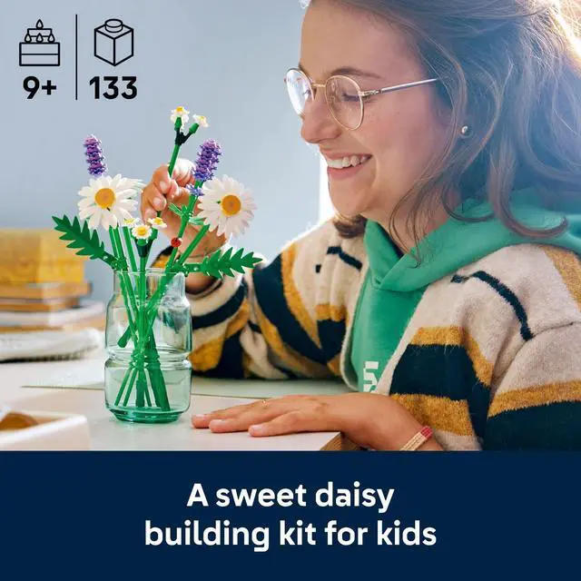 Alt view image 2 of 6 - LEGO Botanicals Daisies Building Toy - Artificial Flowers Crafting Kit for Girls & Boys, Ages 9+ - Kids Room Decor for Book Shelf or Desk - Gift Idea for Birthdays - 11508