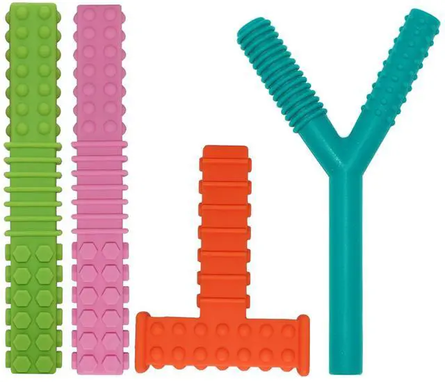 Main image of Sensory Chew Toys for Autistic Children, 4 Pack Silicone Chew Tube Teething Sticks Toys for Autism, ADHD, SPD, Chewies with Special Needs, Oral Motor Chewy Tool for Sensory Kids Chewer