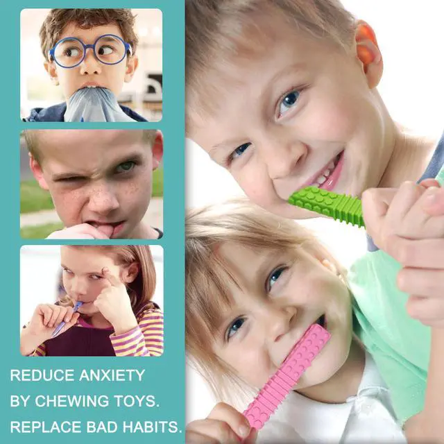 Alt view image 6 of 6 - Sensory Chew Toys for Autistic Children, 4 Pack Silicone Chew Tube Teething Sticks Toys for Autism, ADHD, SPD, Chewies with Special Needs, Oral Motor Chewy Tool for Sensory Kids Chewer