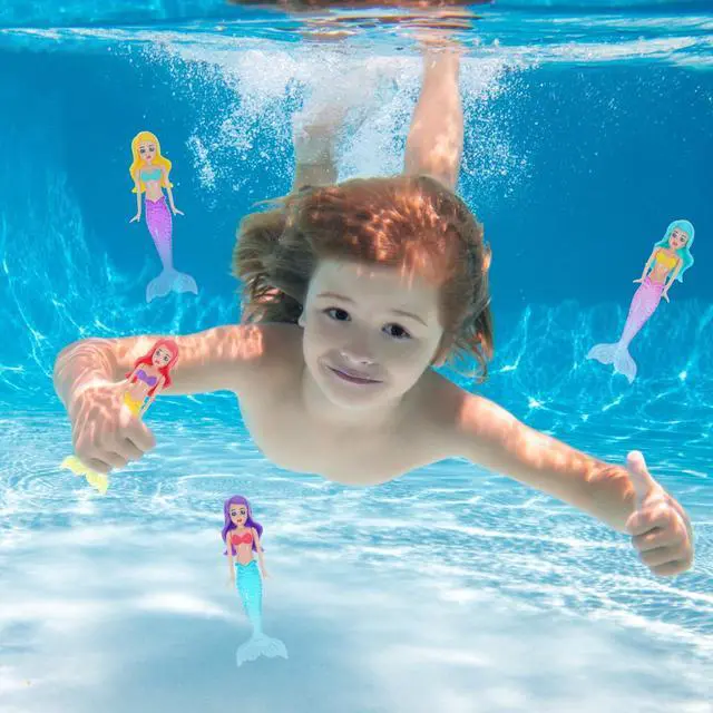 Alt view image 5 of 7 - Lnngub 4 Pieces Mermaid Dive Toys, Mermaid Bath Toys Dive Mermaids Underwater Diving Pool Toys Swimming Pool Games Colorful Bath Toys for Toddlers Kids Girls Children Gifts