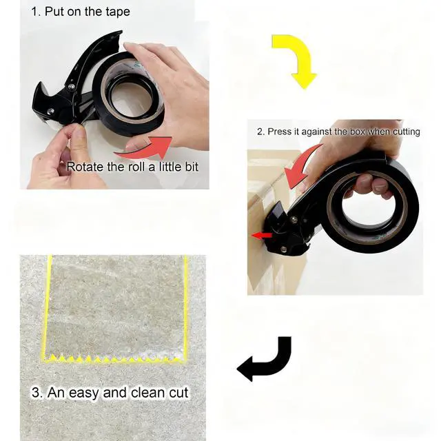 Alt view image 2 of 7 - Upgraded PROSUN Blade Safety Cover 2 Inch Professional Packing Tape Dispenser Packaging Metal Handheld Tape Gun Sealing Cutter with Extra Blade Black