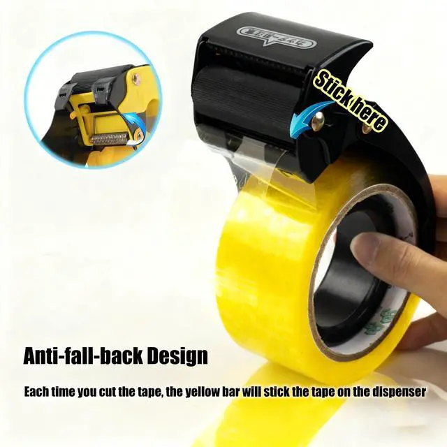 Alt view image 3 of 7 - Upgraded PROSUN Blade Safety Cover 2 Inch Professional Packing Tape Dispenser Packaging Metal Handheld Tape Gun Sealing Cutter with Extra Blade Black