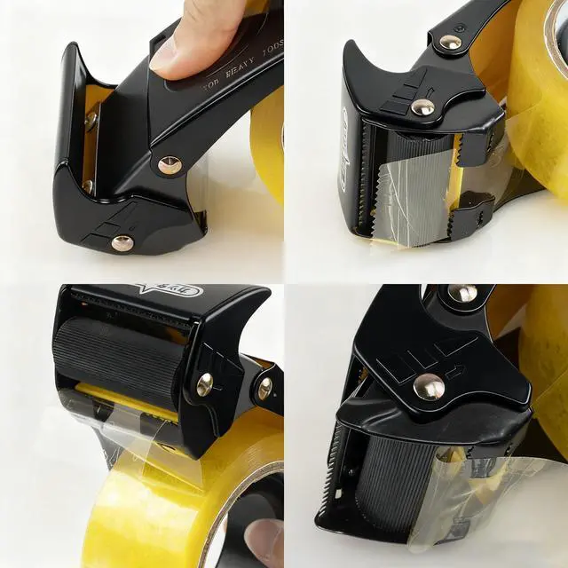 Alt view image 5 of 7 - Upgraded PROSUN Blade Safety Cover 2 Inch Professional Packing Tape Dispenser Packaging Metal Handheld Tape Gun Sealing Cutter with Extra Blade Black