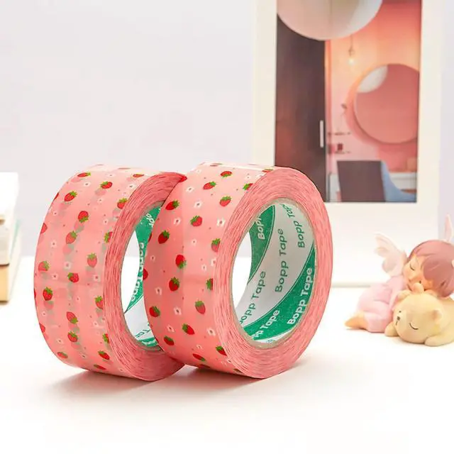 Alt view image 3 of 7 - Arvakr Designer Cute Packing Tape, Colorful Printing Shipping Tape, Carton Decorative Tape for Sealing Boxes, Strawberry - Nude, 1.77" x 110 yd