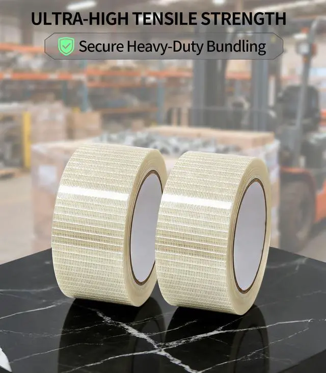 Alt view image 6 of 7 - Mesh Fiberglass Strapping Tape Heavy Duty Clear Packing 1 Inch x 38 Yards | Strong Adhesive,High Tensile Strength Tear Resistant,for Shipping,Bundling,Industrial Packaging,Moving and Palletizing