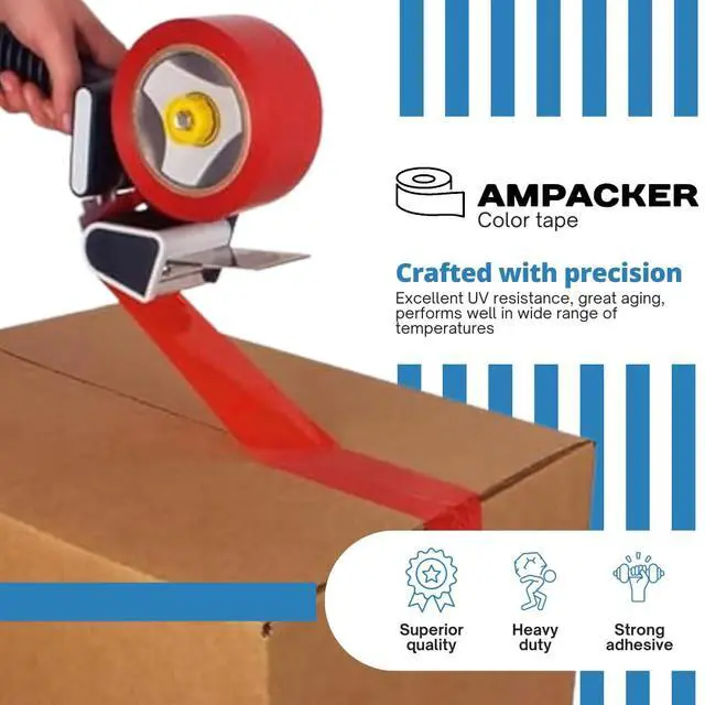 Alt view image 4 of 7 - AMPACKER Red Carton Sealing Tape, Packing Tape, Moving Tape 2" x 110 Yards (2.0 Mil) - Heavy Duty Acrylic Adhesive Tape for Boxes, Moving, Storage, Shipping, Warehouse Color Coding