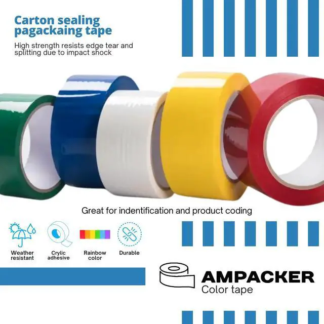 Alt view image 7 of 7 - AMPACKER Red Carton Sealing Tape, Packing Tape, Moving Tape 2" x 110 Yards (2.0 Mil) - Heavy Duty Acrylic Adhesive Tape for Boxes, Moving, Storage, Shipping, Warehouse Color Coding