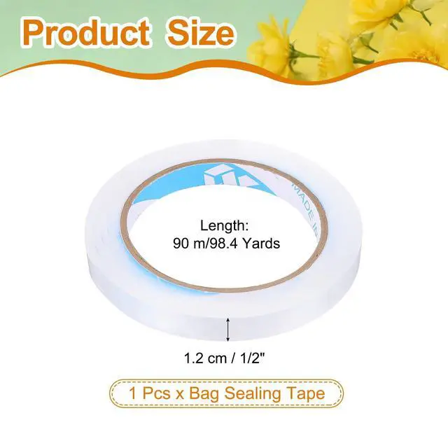 Alt view image 2 of 7 - MECCANIXITY Poly Bag Sealing Tape, 1/2" x 100 Yard Plastic Bag Sealer Tape Packaging Sealing for Shops Packaging Food Vegetable Meat Cake Bread Freezer Ice, Clear