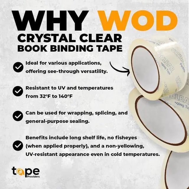 Alt view image 2 of 6 - WOD CST22CC Crystal Clear See-Through Packing Tape 3/8 inch x 110 yds. for Carton Sealing Mailing, Shipping, and Protection, Label Covering, Lamination, and Outdoor Uses.