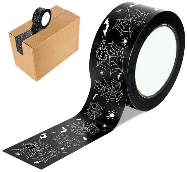 Main image of AWEELON 109 Yard Halloween Packaging Tape Black Spider Web Bat Spider Pattern Tape Waterproof Shipping Tape for Small Business DIY Crafts Box Carton Decor