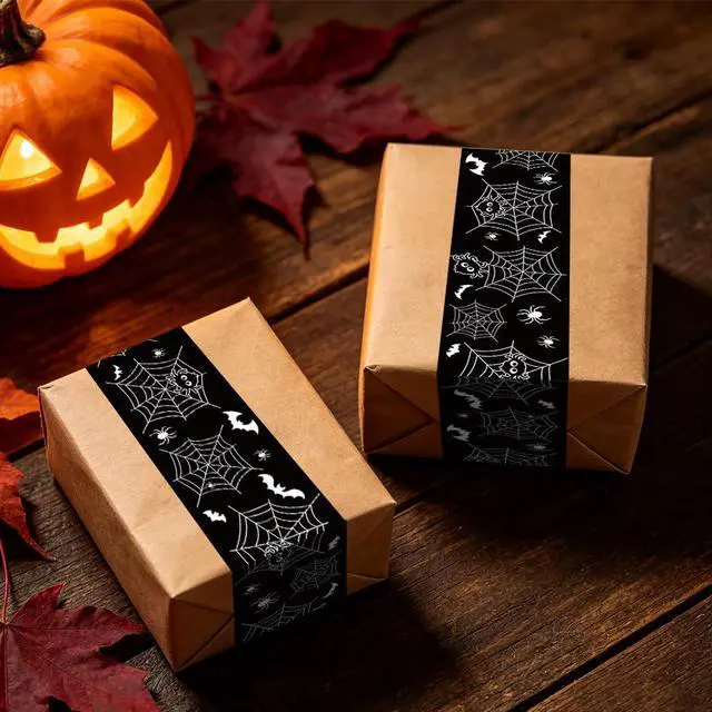 Alt view image 4 of 7 - AWEELON 109 Yard Halloween Packaging Tape Black Spider Web Bat Spider Pattern Tape Waterproof Shipping Tape for Small Business DIY Crafts Box Carton Decor