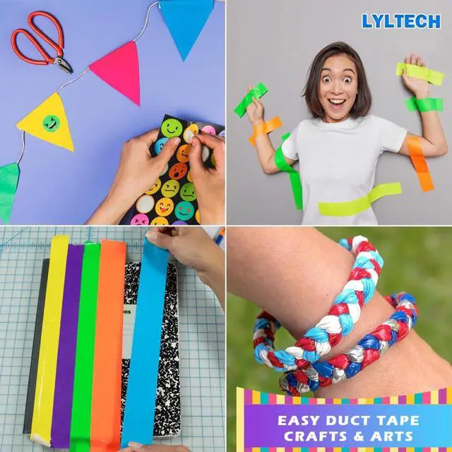 Alt view image 6 of 7 - LYLTECH Rainbow Colored Duct Tape 8 Rolls 1.5in x 22ft Variety Pack | Heavy duty waterproof hand tear tape, ideal for packaging, arts, crafts, DIY decoration projects