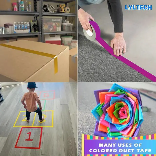 Alt view image 5 of 7 - LYLTECH Rainbow Colored Duct Tape 8 Rolls 1.5in x 22ft Variety Pack | Heavy duty waterproof hand tear tape, ideal for packaging, arts, crafts, DIY decoration projects