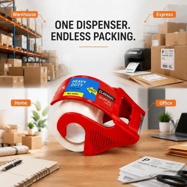 Alt view image 2 of 7 - Clear Packing Tape with Dispenser, 2 Pack Shipping Tape Rolls with Cutter | 1.88" x 33 yd Portable Shipping Tape Roll, Easy Cut Packaging Tape for Moving Boxes, Mailing, Storage, Office and Home Use