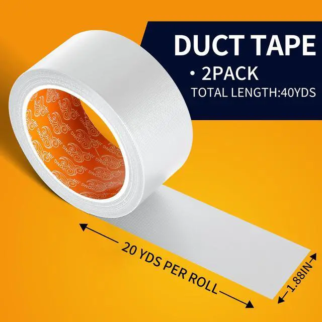 Alt view image 2 of 7 - YONGJIN White Duct Tape Waterproof, 2 Pack, 2 Inch x 40 Yards Total | Easy tear by hand, no residue cloth tape. Waterproof, multi-purpose for indoor, outdoor, repairs, DIY, packaging, and crafts