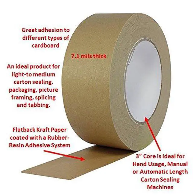Alt view image 2 of 2 - ProTapes Pro 183 Rubber Paper Carton Sealing Tape, 7.1 mils Thick, 55 yds Length x 3" Width, For Light-to-Medium Packaging, Light Brown (Pack of 1)