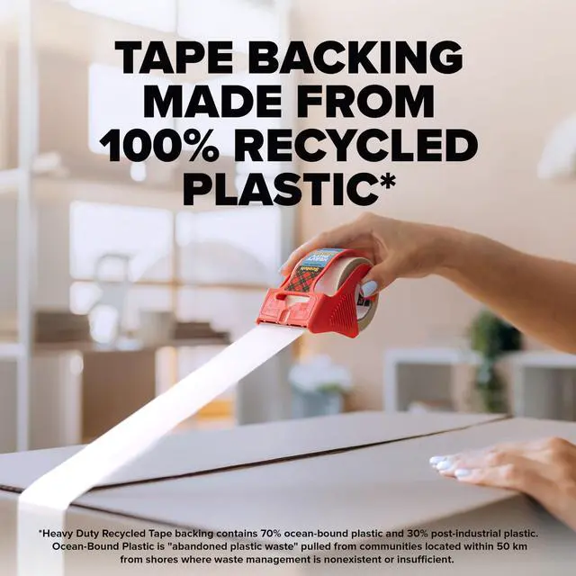 Alt view image 5 of 7 - Scotch Heavy Duty Recycled Packaging Tape, 2 Rolls with Dispensers, 1.88 in x 800 in Clear Heavy Duty Packing Tape for Shipping, Moving and Storage Boxes