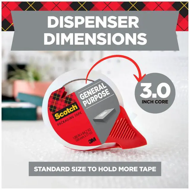 Alt view image 4 of 7 - Scotch Shipping Packaging Tape 1.88x 84.2 yd 1 Dispensered Roll | 3350-77-RD