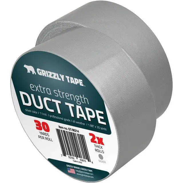 Alt view image 4 of 6 - Grizzly Power Silver Duct Tape Heavy Duty (2 Pack) | Versatile Packing Tape 1.88 Inch x 30 Yards | Waterproof Tape Roll for Home Improvement, Office Use, Wrapping, Sealing, Crafting & General Repairs