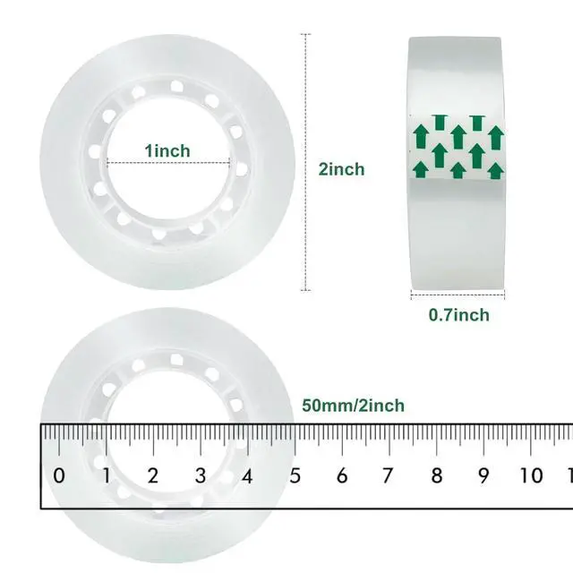 Alt view image 2 of 7 - JACMD 12 Rolls Clear Transparent Tape Refills, 3/4 x 1000 inches, All-Purpose Glossy Tape for Office, Home, School, Packaging, and Gift Wrapping