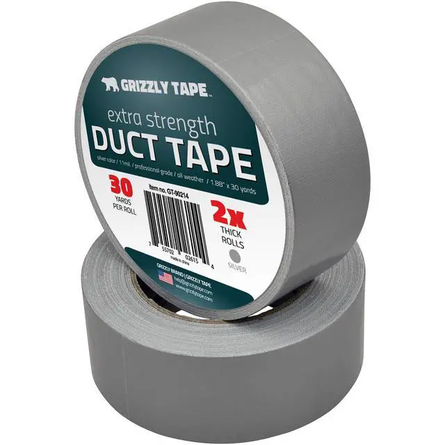 Alt view image 6 of 6 - Grizzly Power Silver Duct Tape Heavy Duty (2 Pack) | Versatile Packing Tape 1.88 Inch x 30 Yards | Waterproof Tape Roll for Home Improvement, Office Use, Wrapping, Sealing, Crafting & General Repairs