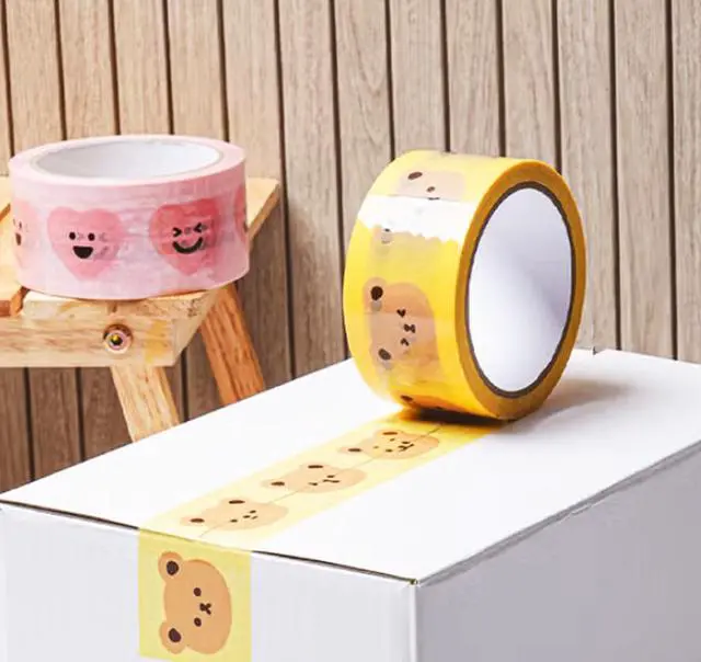 Alt view image 2 of 7 - DEAD SKIN Bear Print Packing Tape, Yellow Carton Sealing Tape, 48mm x 40m (W x L) (1.9 in x 131 ft), Decorative Shipping Tape for Boxes