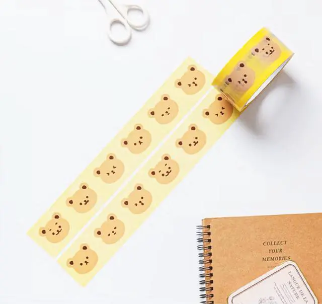 Alt view image 6 of 7 - DEAD SKIN Bear Print Packing Tape, Yellow Carton Sealing Tape, 48mm x 40m (W x L) (1.9 in x 131 ft), Decorative Shipping Tape for Boxes