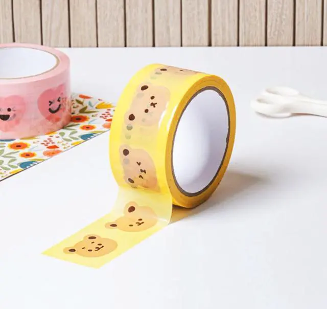 Alt view image 7 of 7 - DEAD SKIN Bear Print Packing Tape, Yellow Carton Sealing Tape, 48mm x 40m (W x L) (1.9 in x 131 ft), Decorative Shipping Tape for Boxes