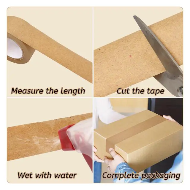 Alt view image 3 of 6 - SBYURE 3 Pack Brown Paper Tape,Water Activated Tape Kraft Tape Cardboard Tape for Packaging, Shipping (36 mm x 89 yd)