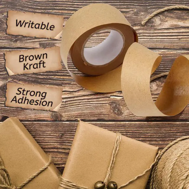 Alt view image 4 of 6 - SBYURE 3 Pack Brown Paper Tape,Water Activated Tape Kraft Tape Cardboard Tape for Packaging, Shipping (36 mm x 89 yd)