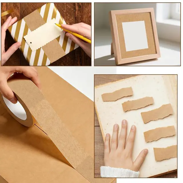 Alt view image 6 of 6 - SBYURE 3 Pack Brown Paper Tape,Water Activated Tape Kraft Tape Cardboard Tape for Packaging, Shipping (36 mm x 89 yd)