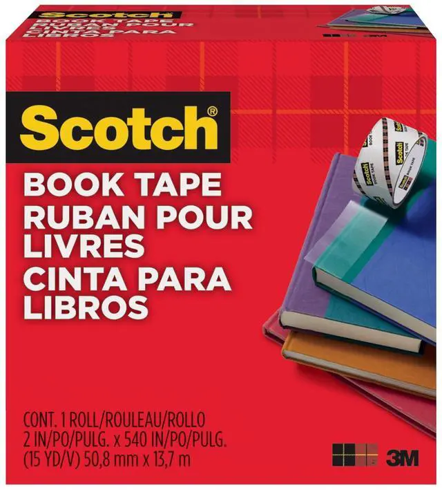 Main image of Scotch Book Repair Tape, 2 in x 15 yd, Clear Durable Tape for Repairing and Protecting Book Bindings & Covers