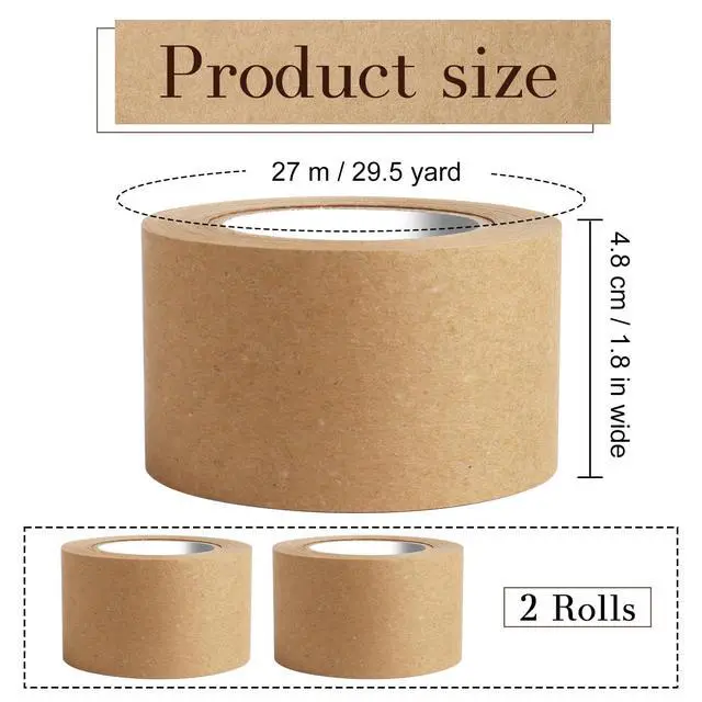 Alt view image 2 of 6 - SBYURE 2 Pack Brown Packing Tape,Water Activated Tape Brown Paper Tape for Shipping, Storage, Crafts(48 mm x 59 Yard)