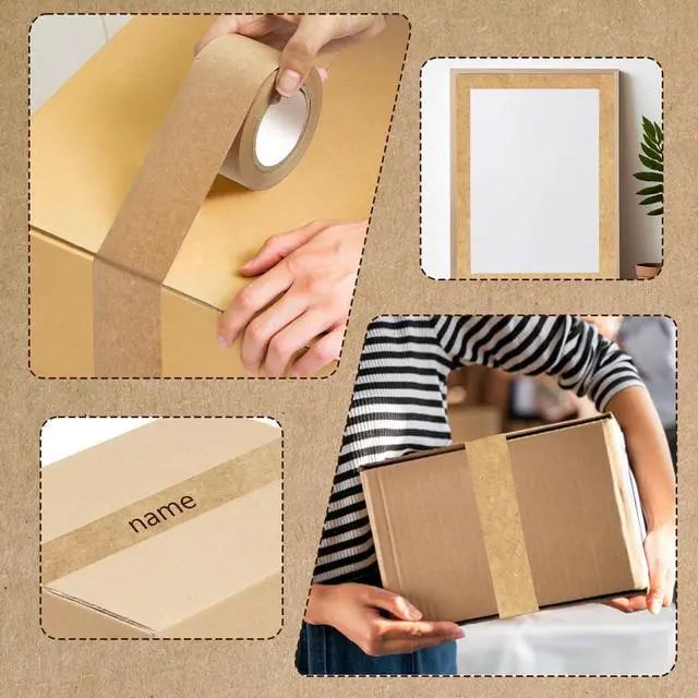 Alt view image 5 of 6 - SBYURE 2 Pack Brown Packing Tape,Water Activated Tape Brown Paper Tape for Shipping, Storage, Crafts(48 mm x 59 Yard)
