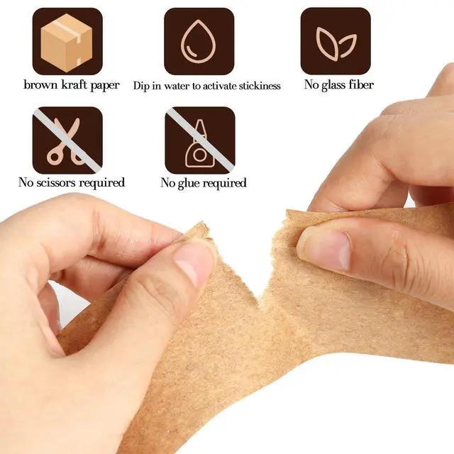 Alt view image 3 of 6 - SBYURE 2 Pack Brown Packing Tape,Water Activated Tape Brown Paper Tape for Shipping, Storage, Crafts(48 mm x 59 Yard)