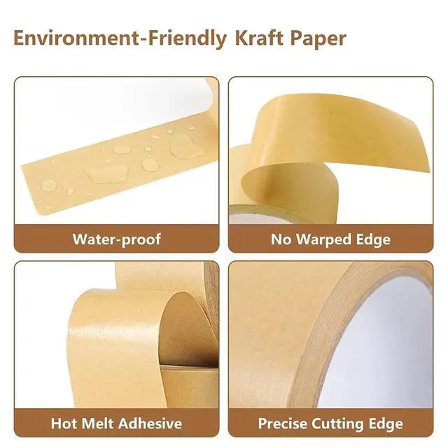 Alt view image 4 of 7 - TooCust Kraft Paper Tape Self Adhesive,2" X55YD,Brown Paper Tape, Biodegradable Brown Packing Tape,Paper Packing Tape with Strong Adhesive,1 Roll